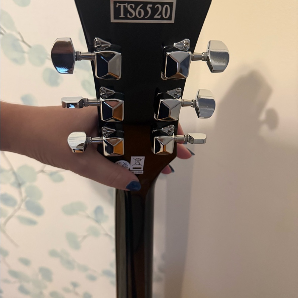RED Taylor Swift Guitar Headstock with Silver Tuners